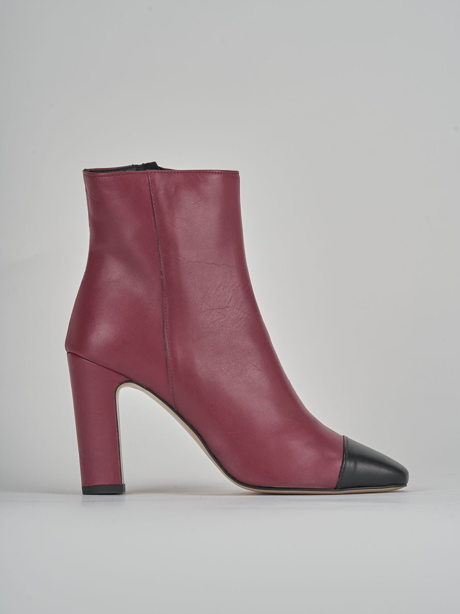 High heel ankle boots heel 8 cm red leather