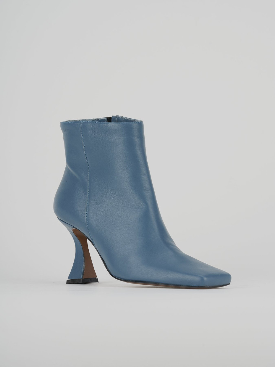 Stivaletti tacco 8cm pelle azzurro Barca Stores