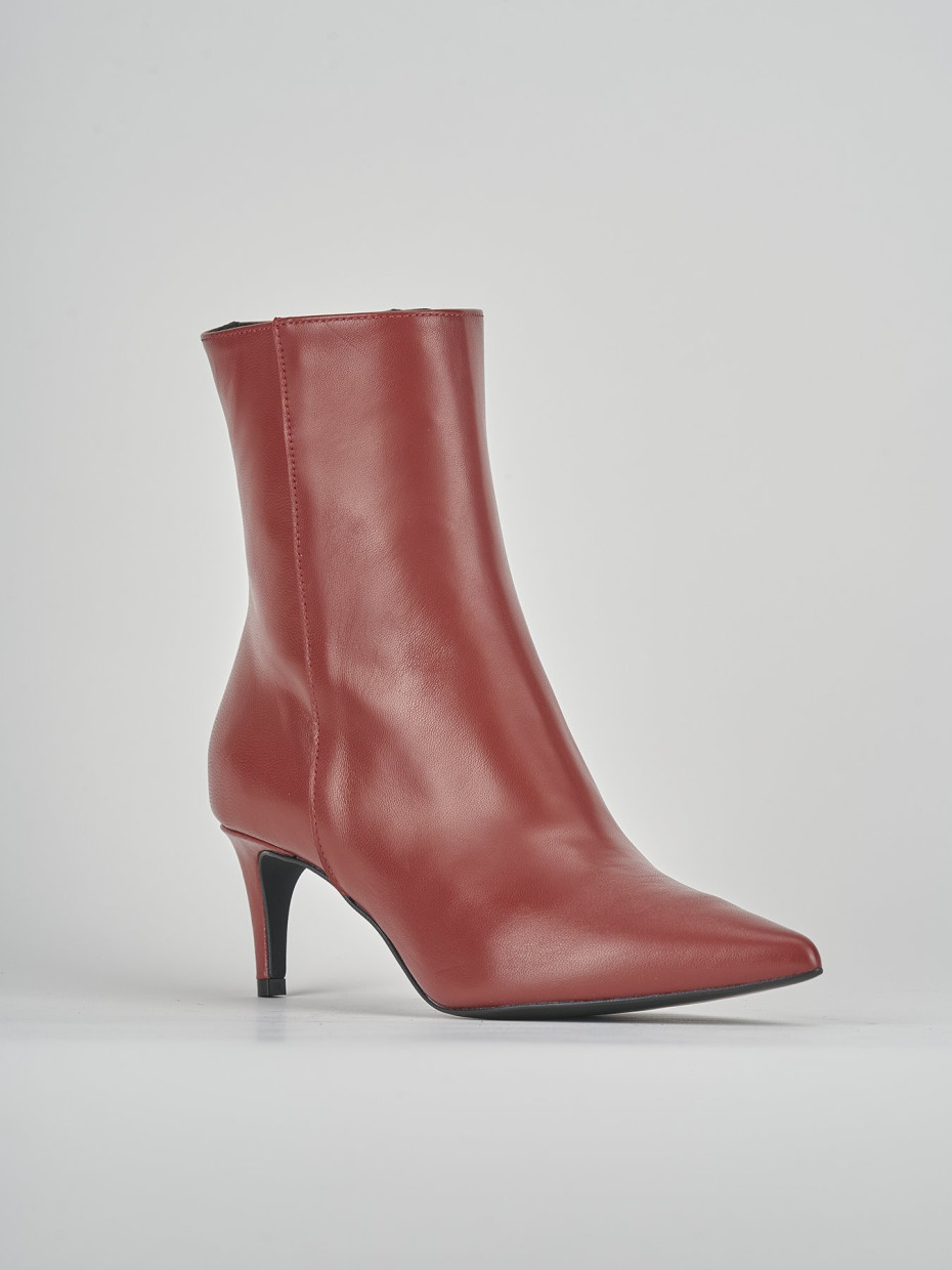 Stivaletti tacco 5cm pelle rosso