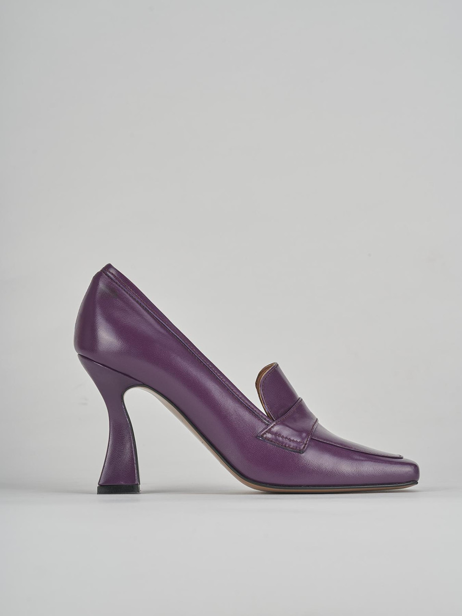 Décolleté e slingback tacco 9cm pelle viola