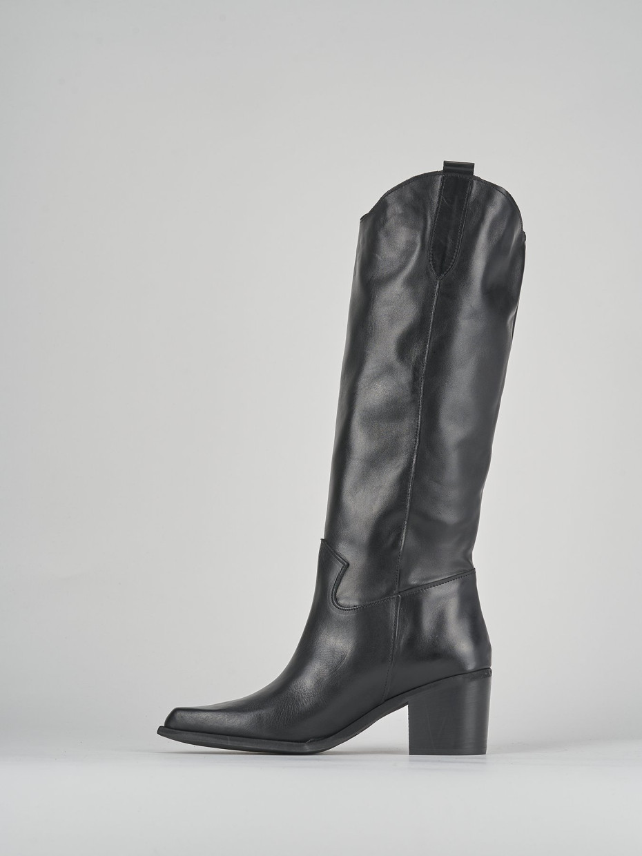 High heel boots heel 5 cm black leather