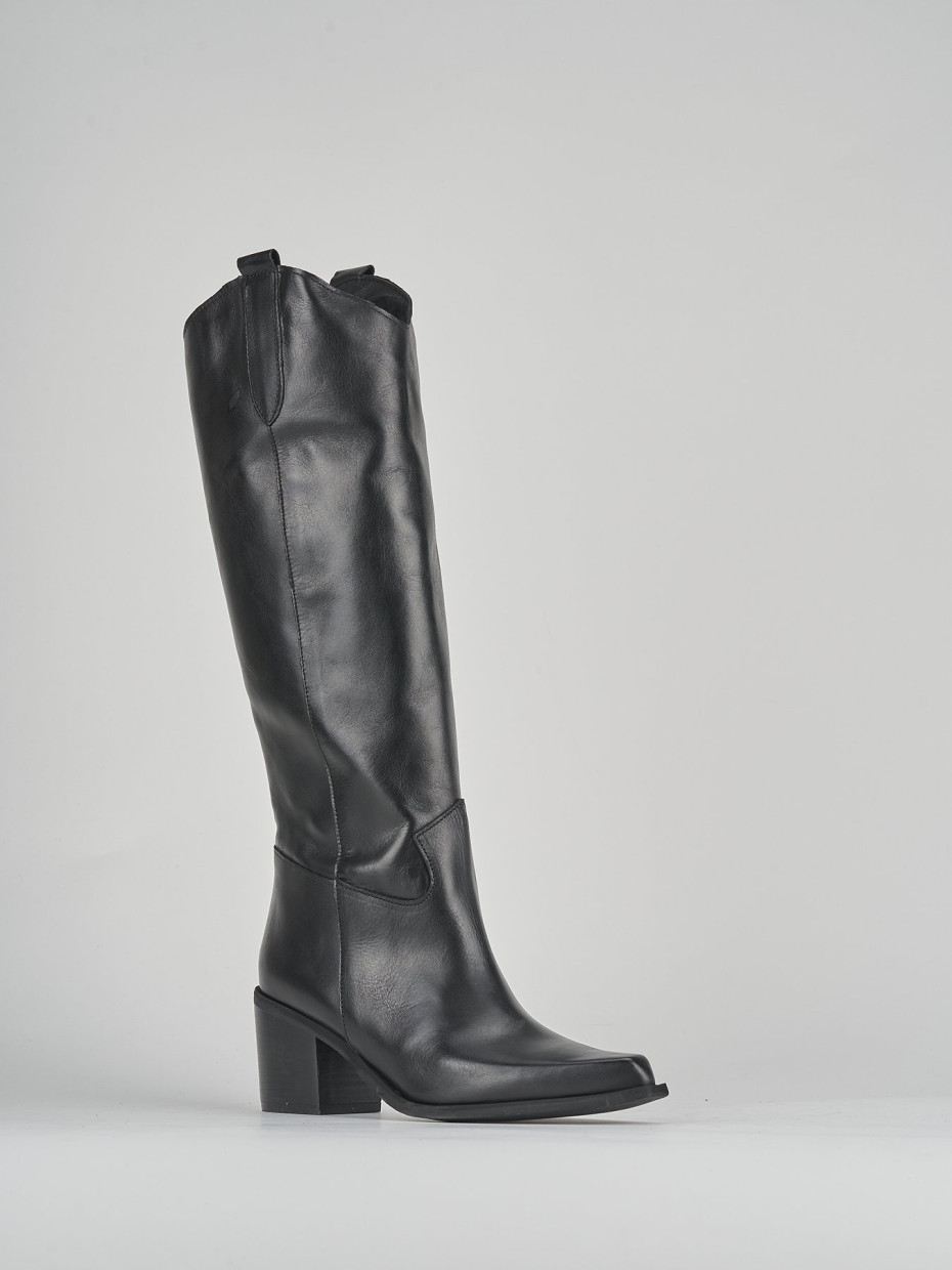 High heel boots woman heel 5 cm black leather Barca Stores