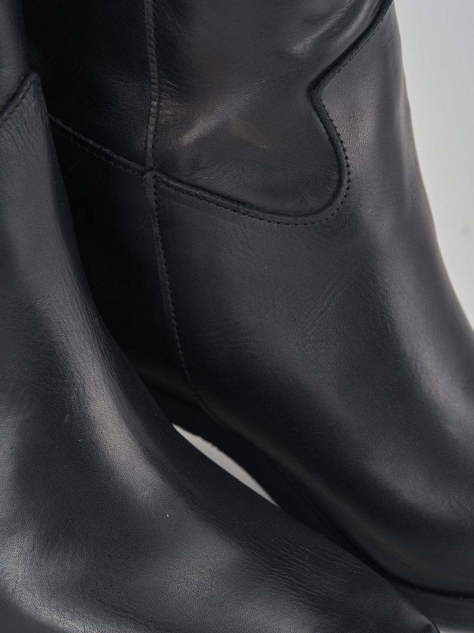 High heel boots heel 5 cm black leather