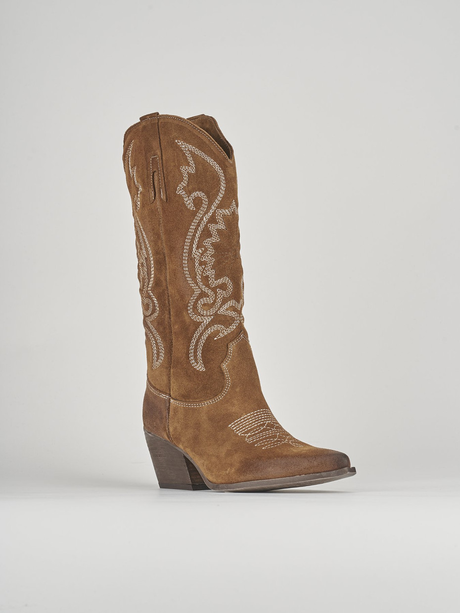 High heel boots heel 8 cm brown suede