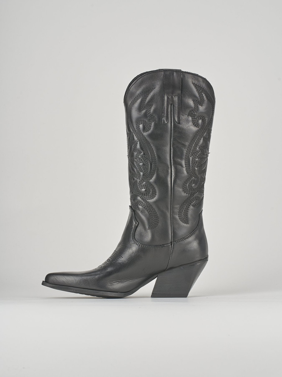Stivali tacco 8cm pelle nero