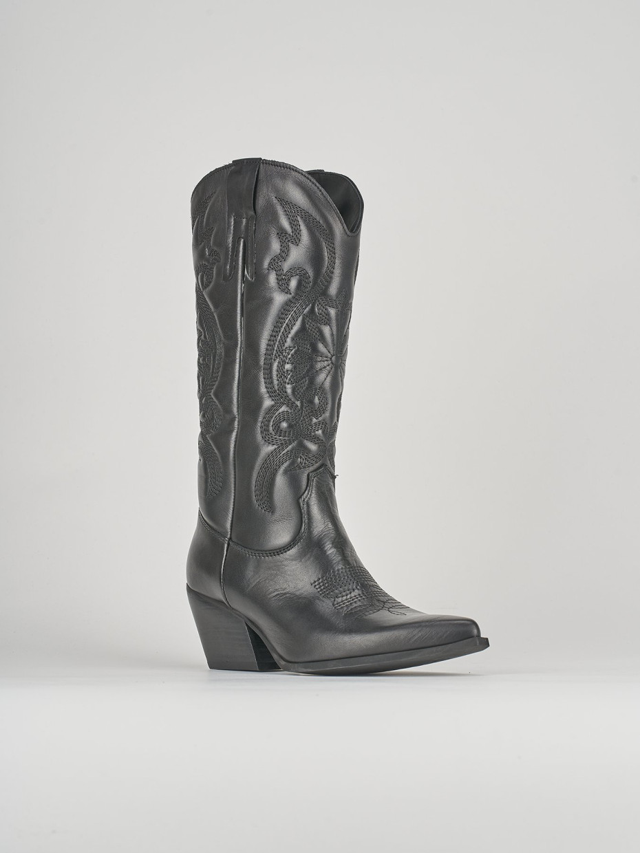 Stivali tacco 8cm pelle nero
