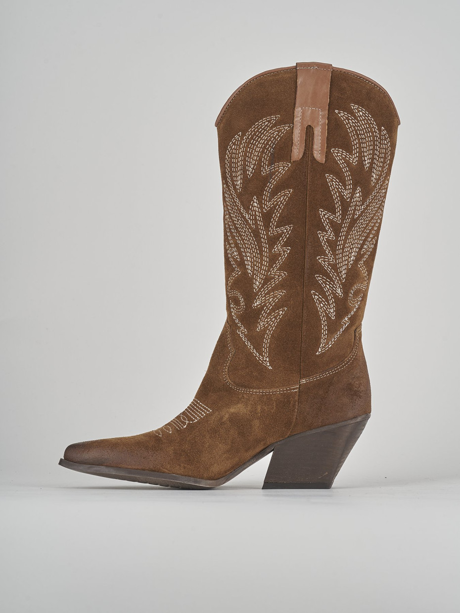 High heel boots heel 5 cm brown suede