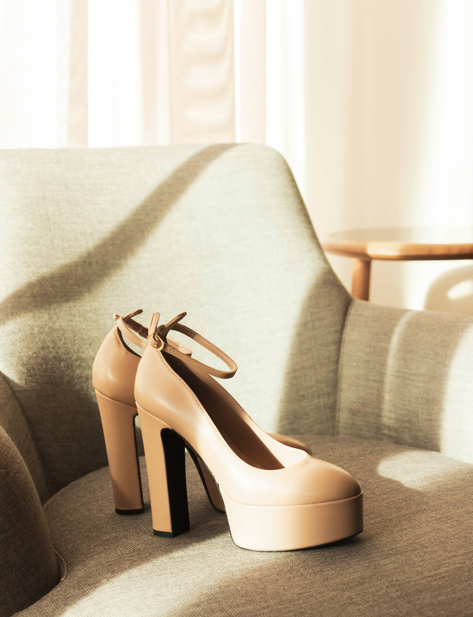 Décolleté e slingback tacco 13cm pelle rosa
