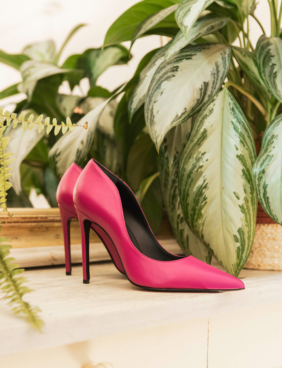 Décolleté e slingback tacco 10cm pelle viola