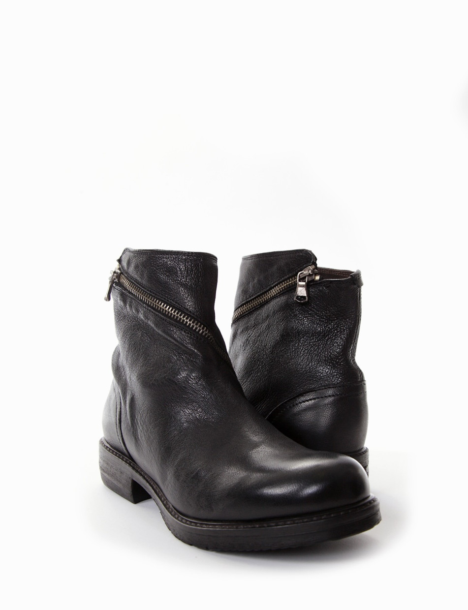 Low heel ankle boots heel 2 cm black leather