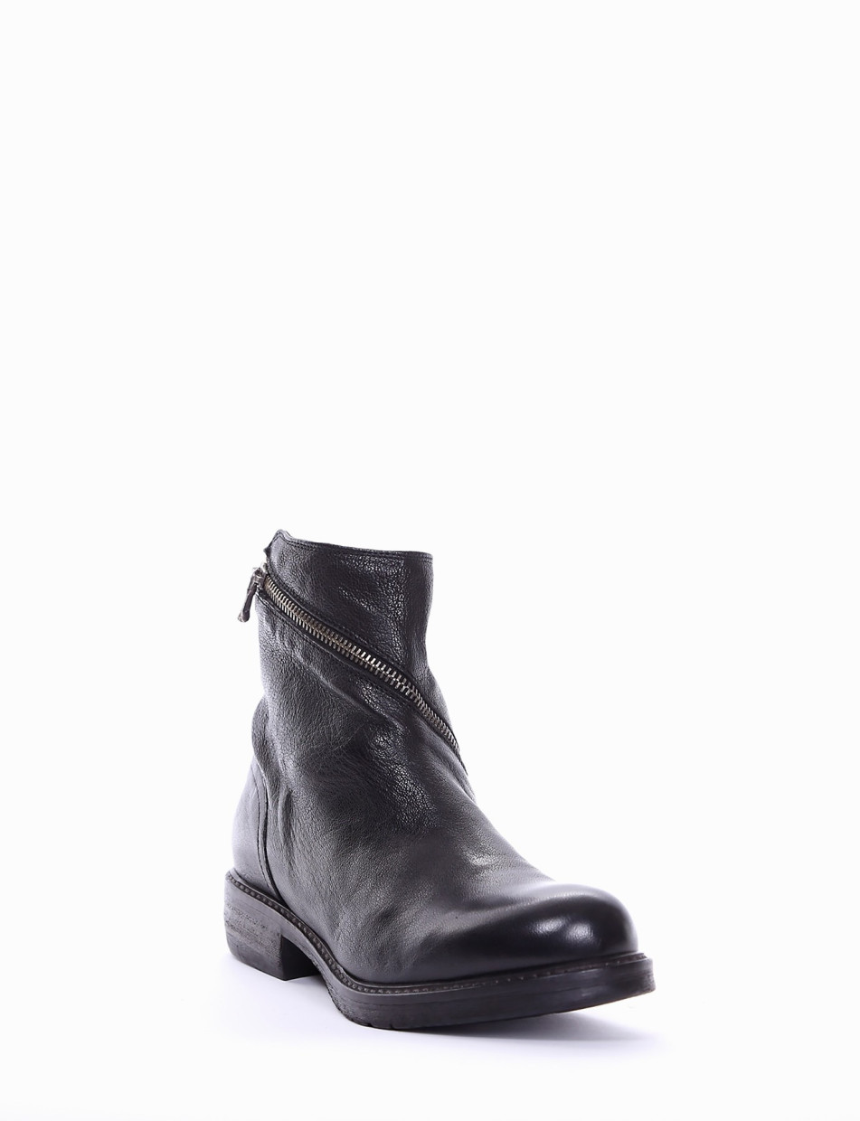 Low heel ankle boots heel 2 cm black leather