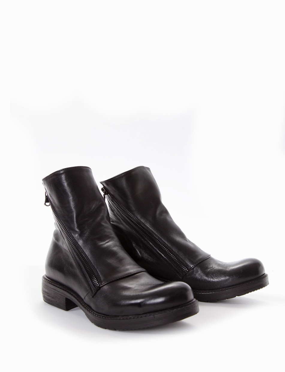 Low heel ankle boots heel 2 cm black leather