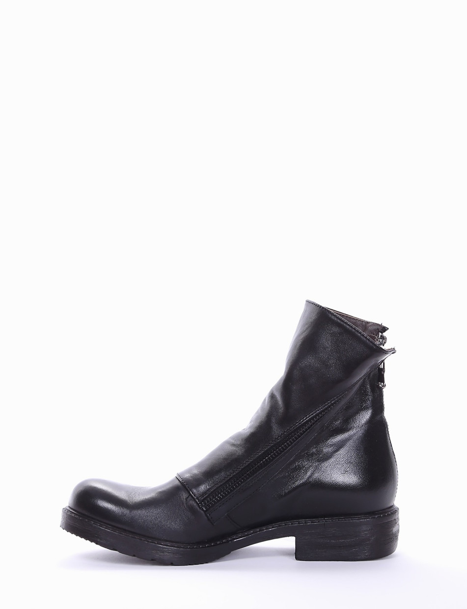 Low heel ankle boots heel 2 cm black leather