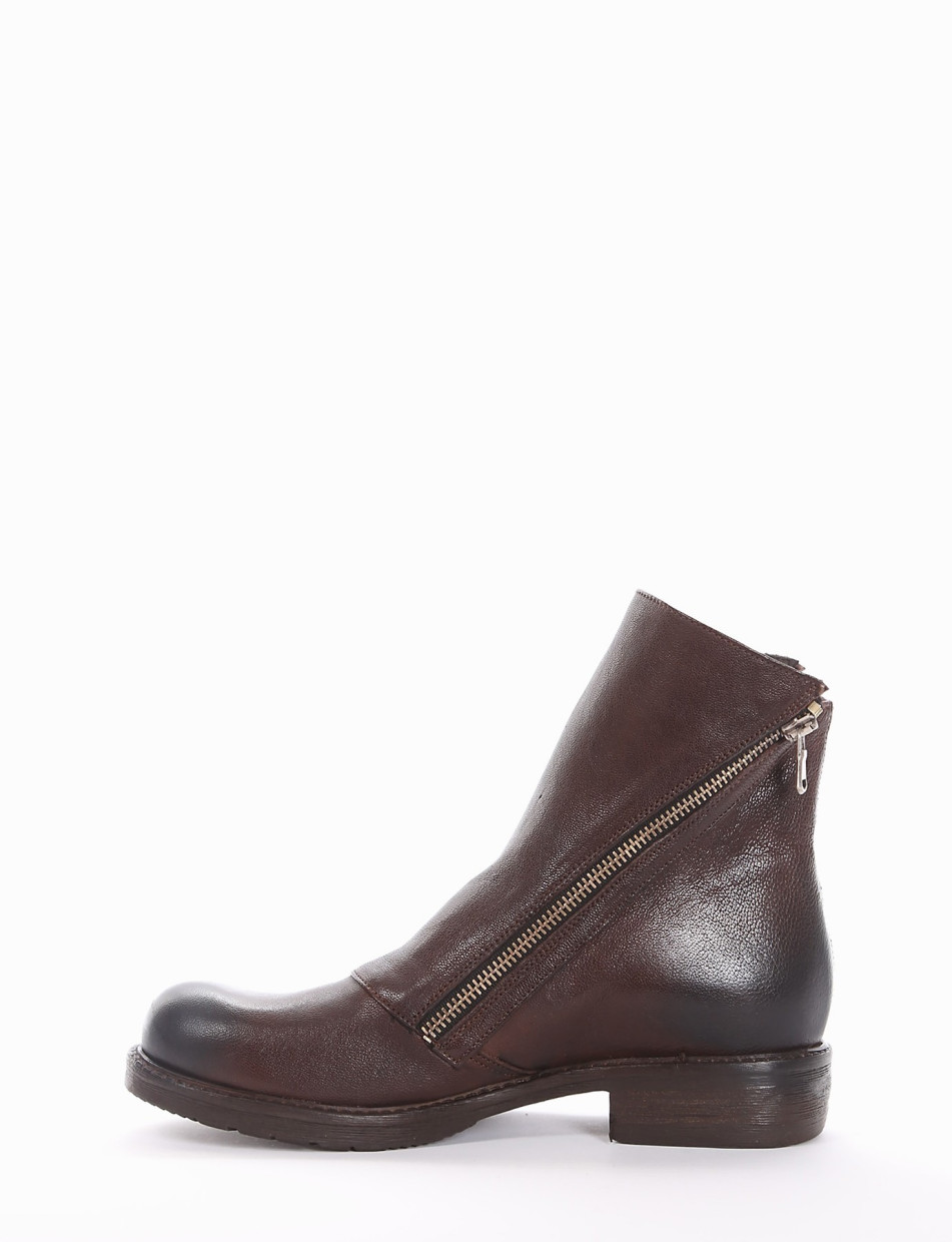 Low heel ankle boots heel 2 cm dark brown leather