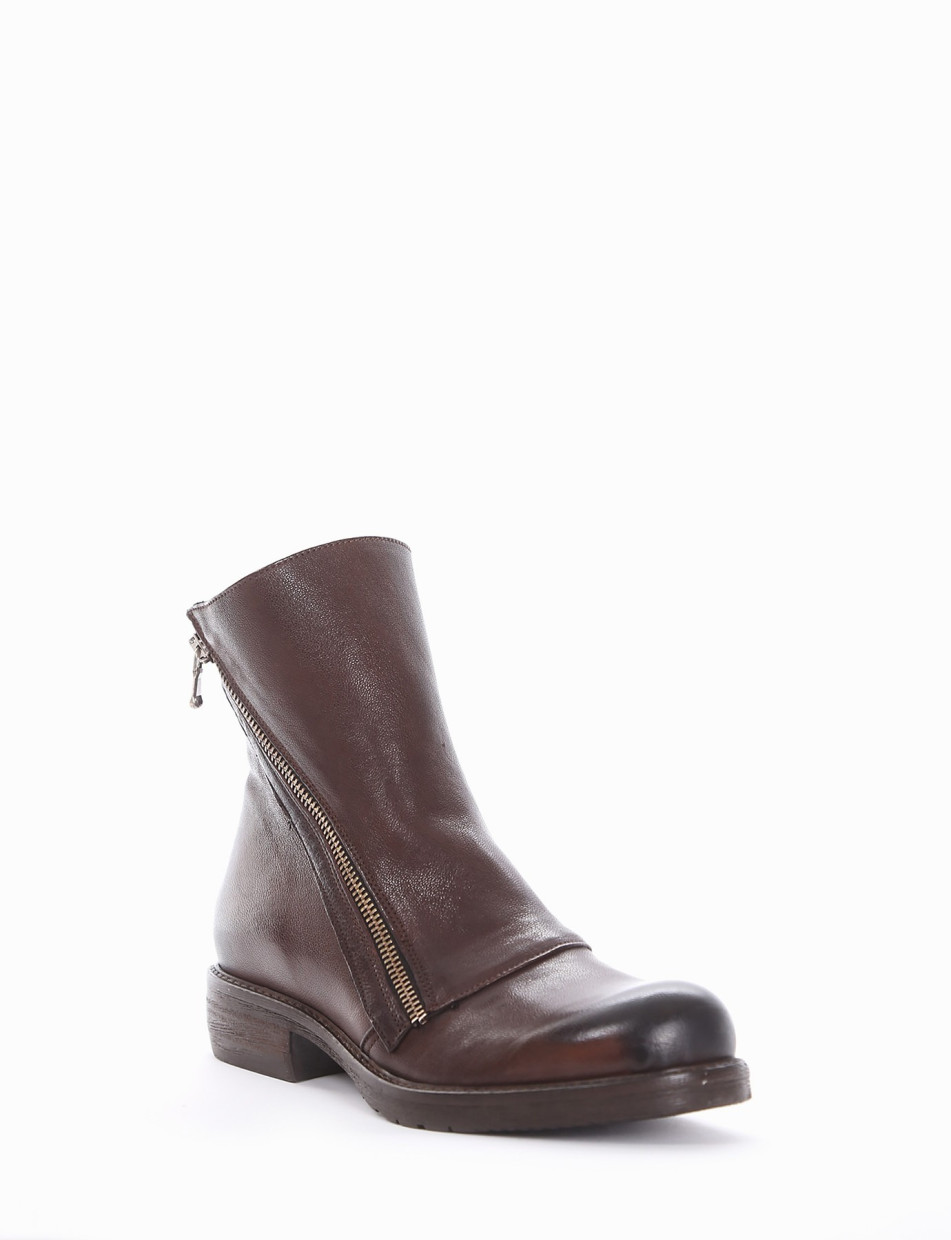 Low heel ankle boots heel 2 cm dark brown leather