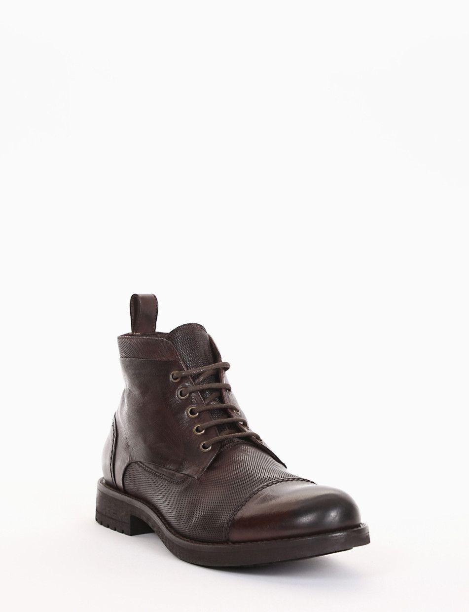 Combat boots heel 2 cm dark brown leather