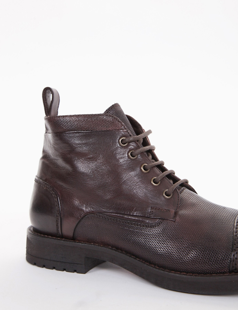 Combat boots heel 2 cm dark brown leather