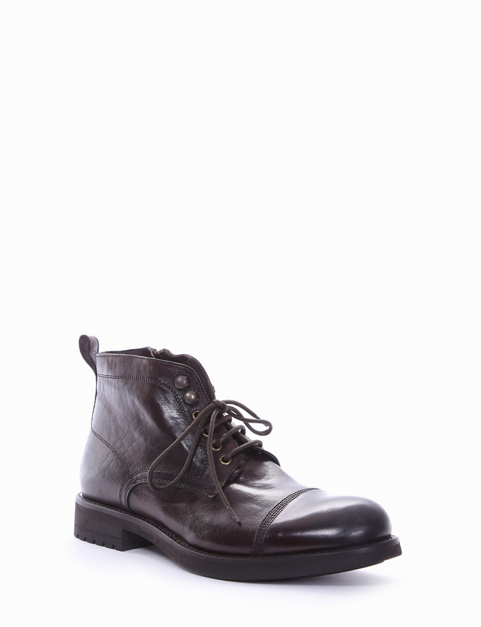 Combat boots heel 2 cm dark brown leather