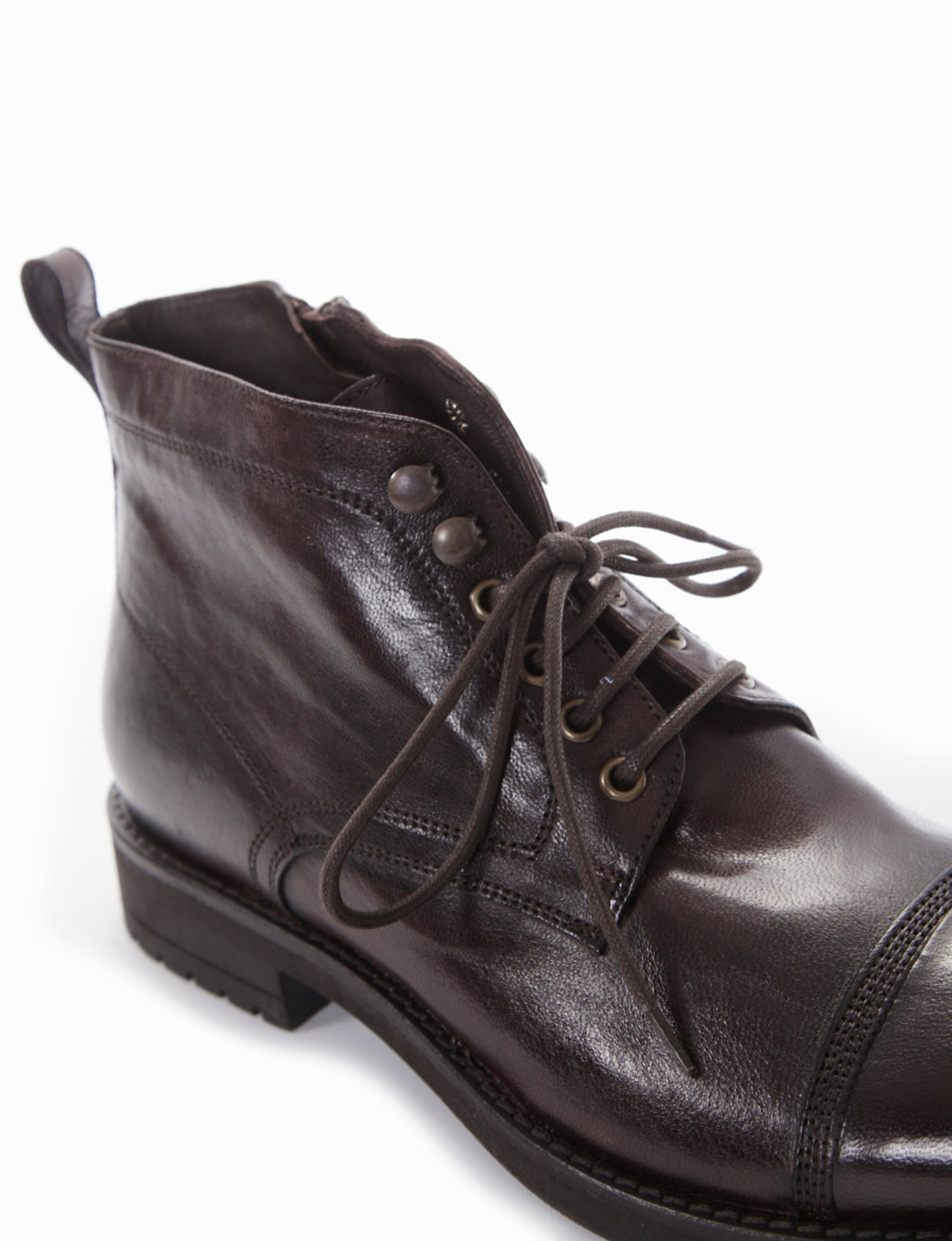 Combat boots heel 2 cm dark brown leather