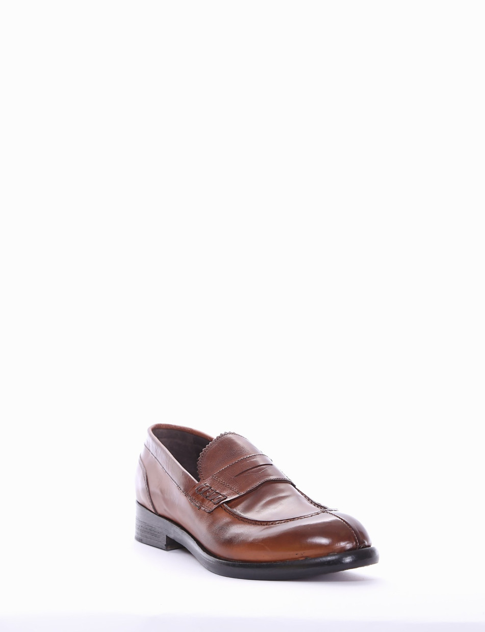 Loafers heel 2 cm brown leather