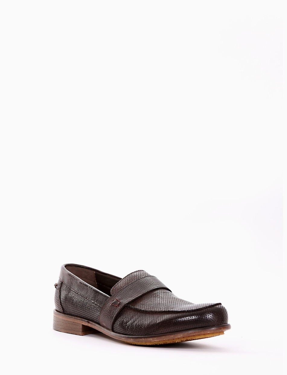 Loafers heel 2 cm dark brown leather