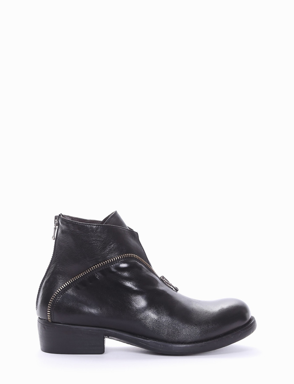 Low heel ankle boots heel 2 cm black leather