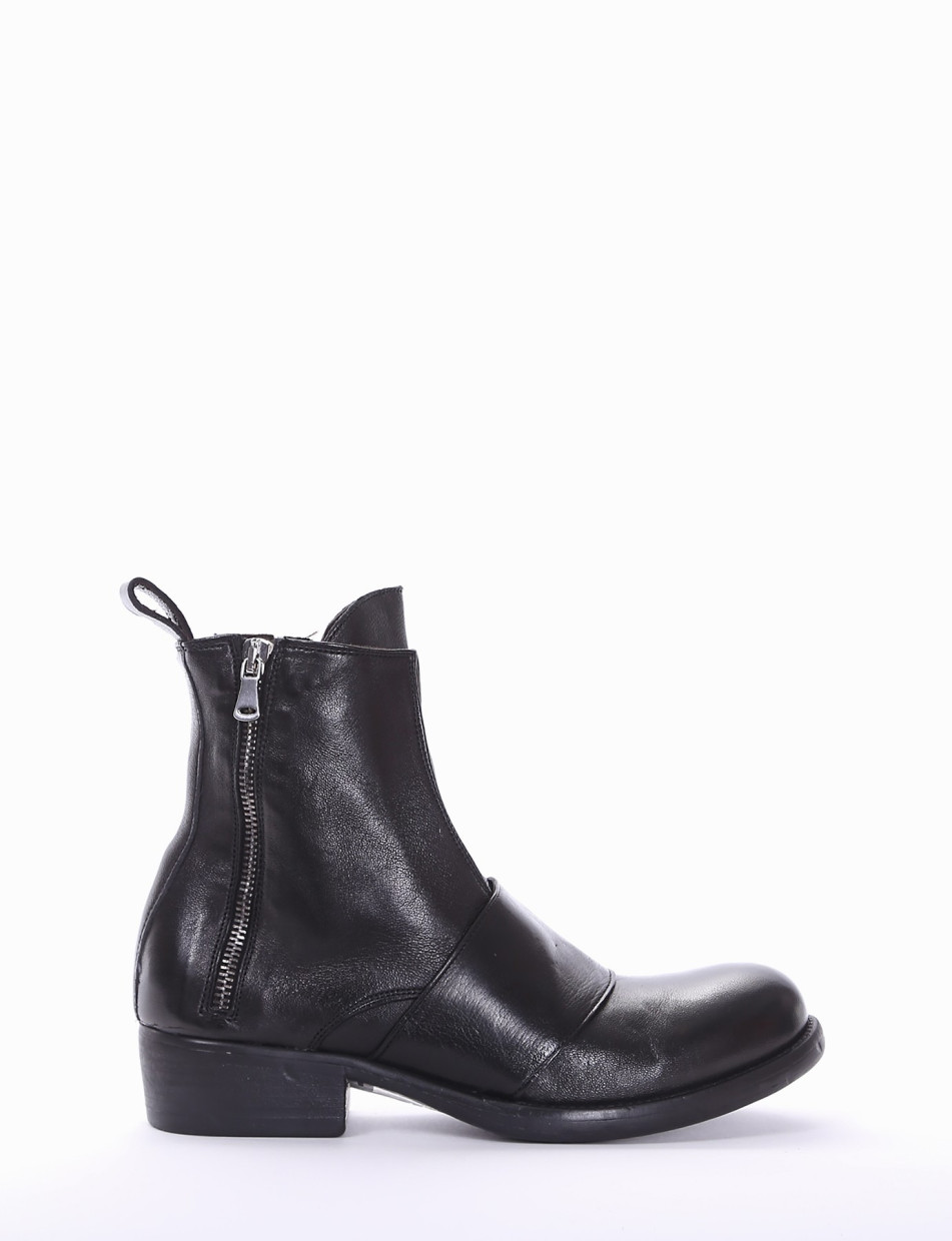 Low heel ankle boots heel 2 cm black leather