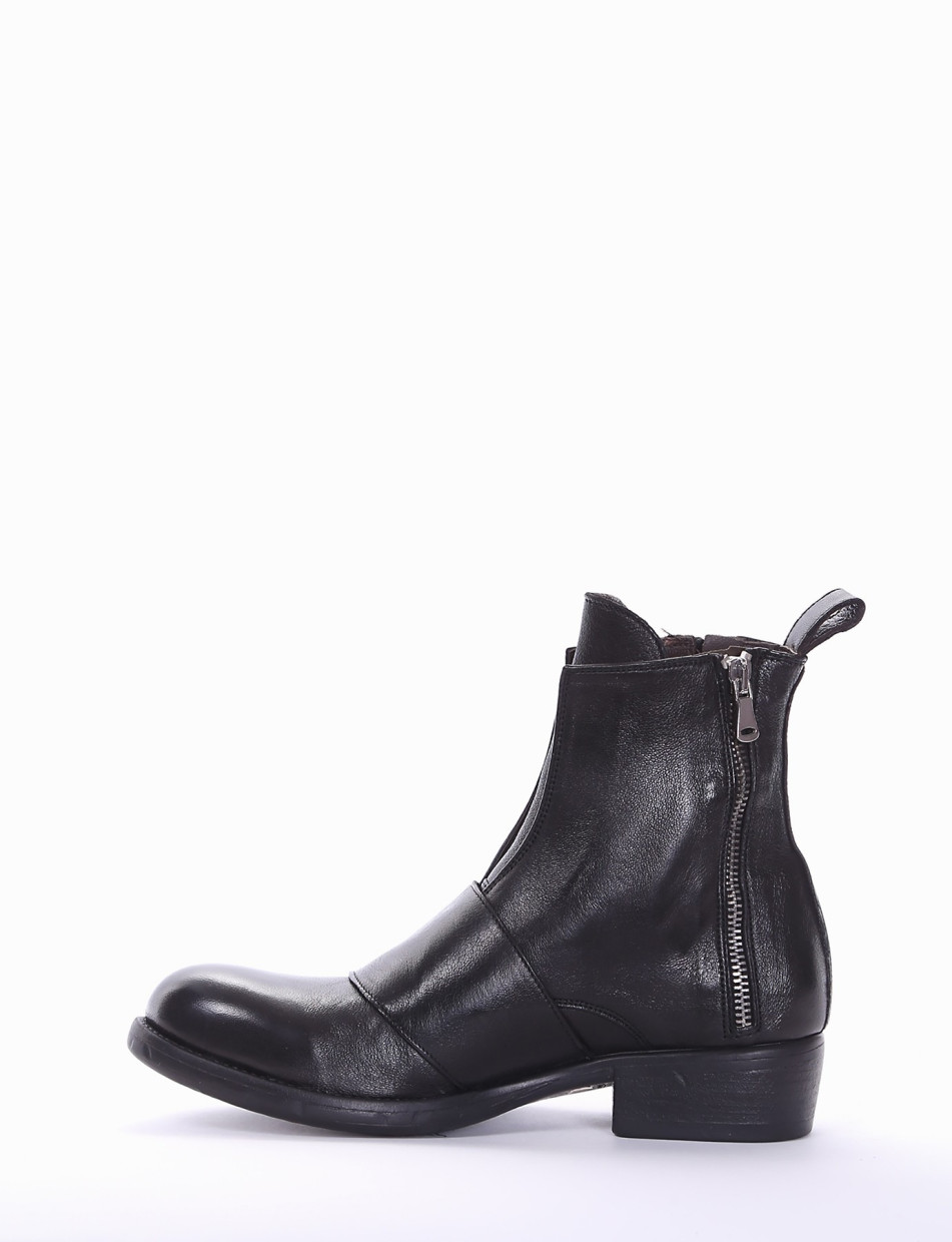 Low heel ankle boots heel 2 cm black leather