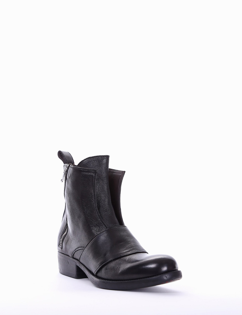 Low heel ankle boots heel 2 cm black leather