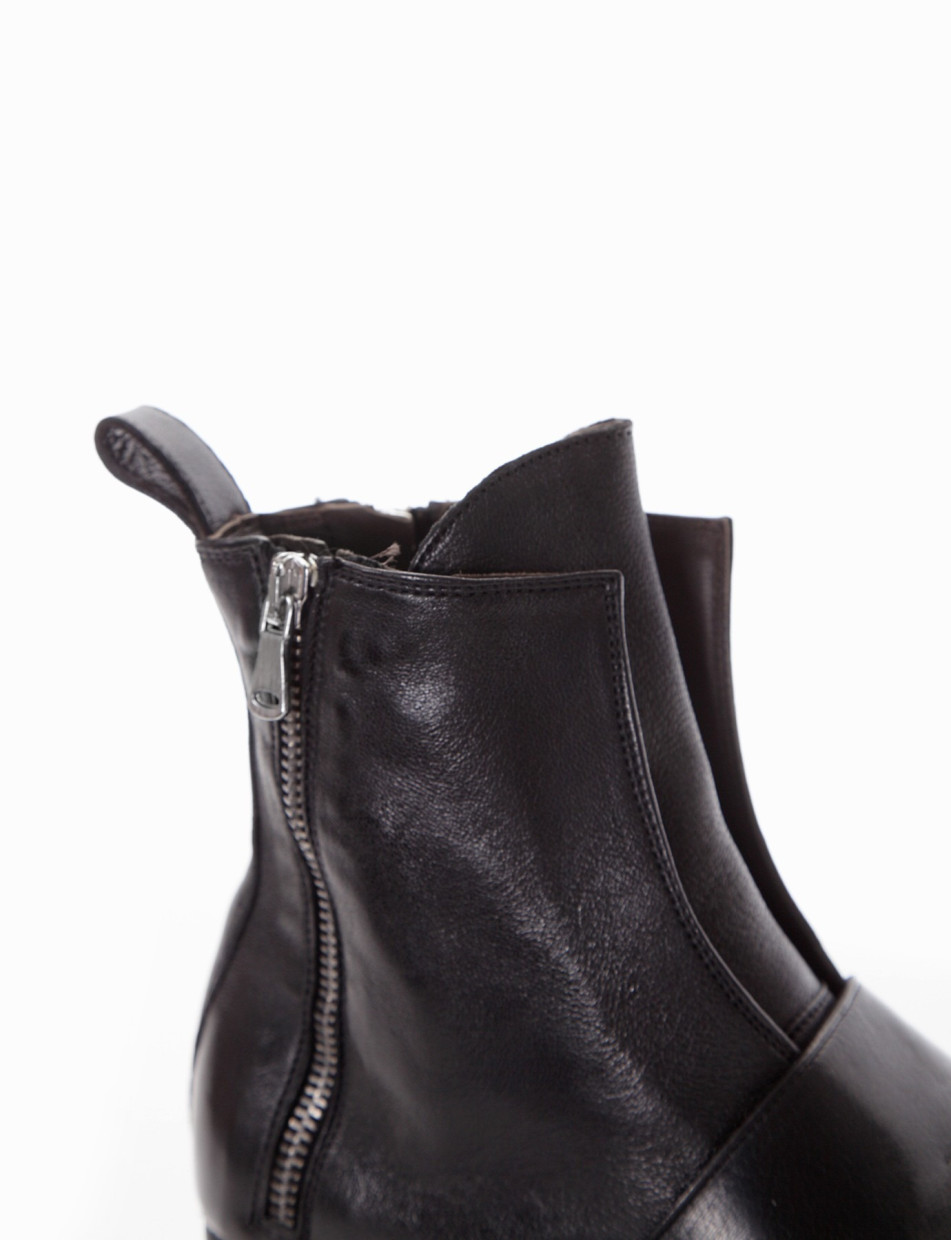 Low heel ankle boots heel 2 cm black leather