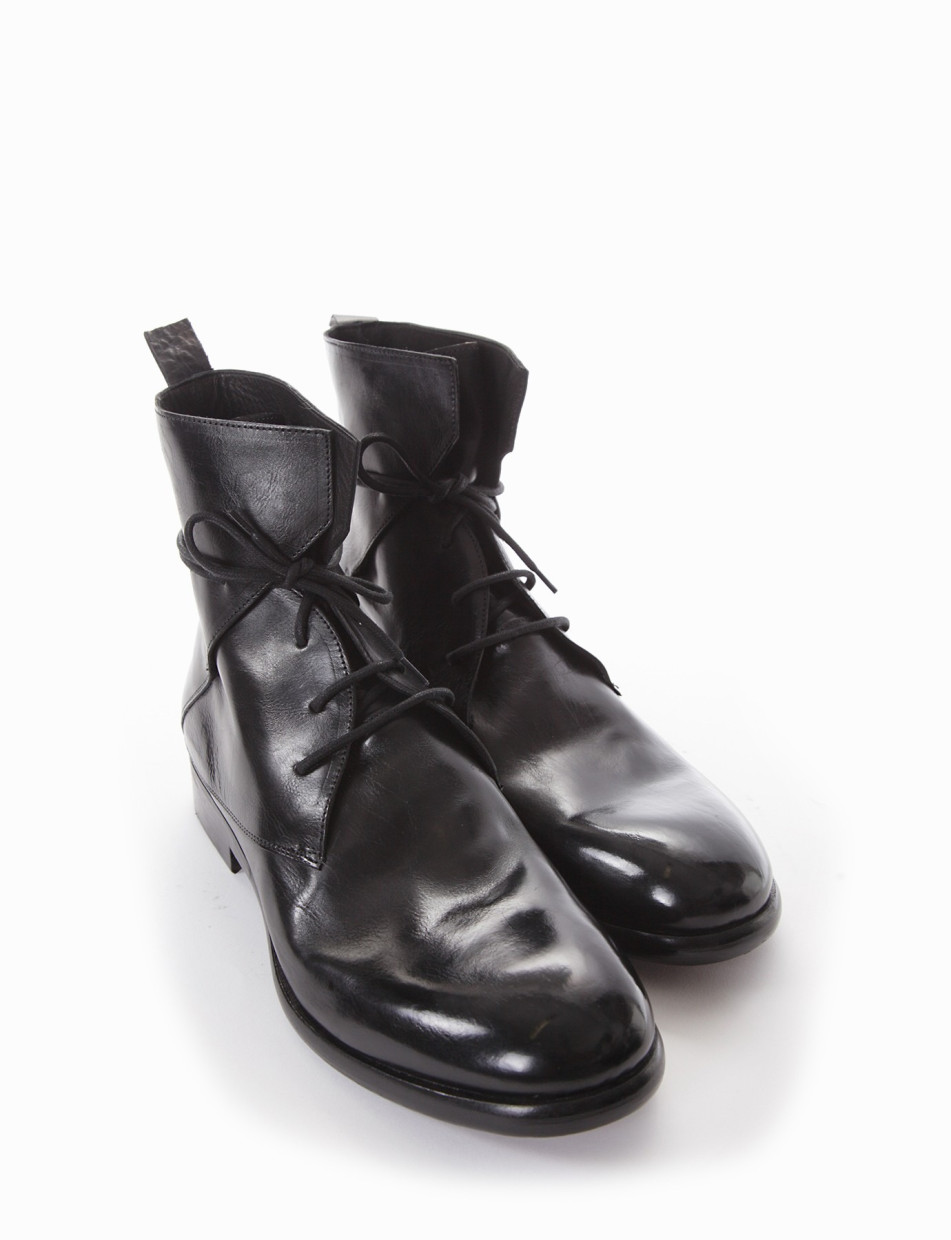 Combat boots heel 2 cm black leather