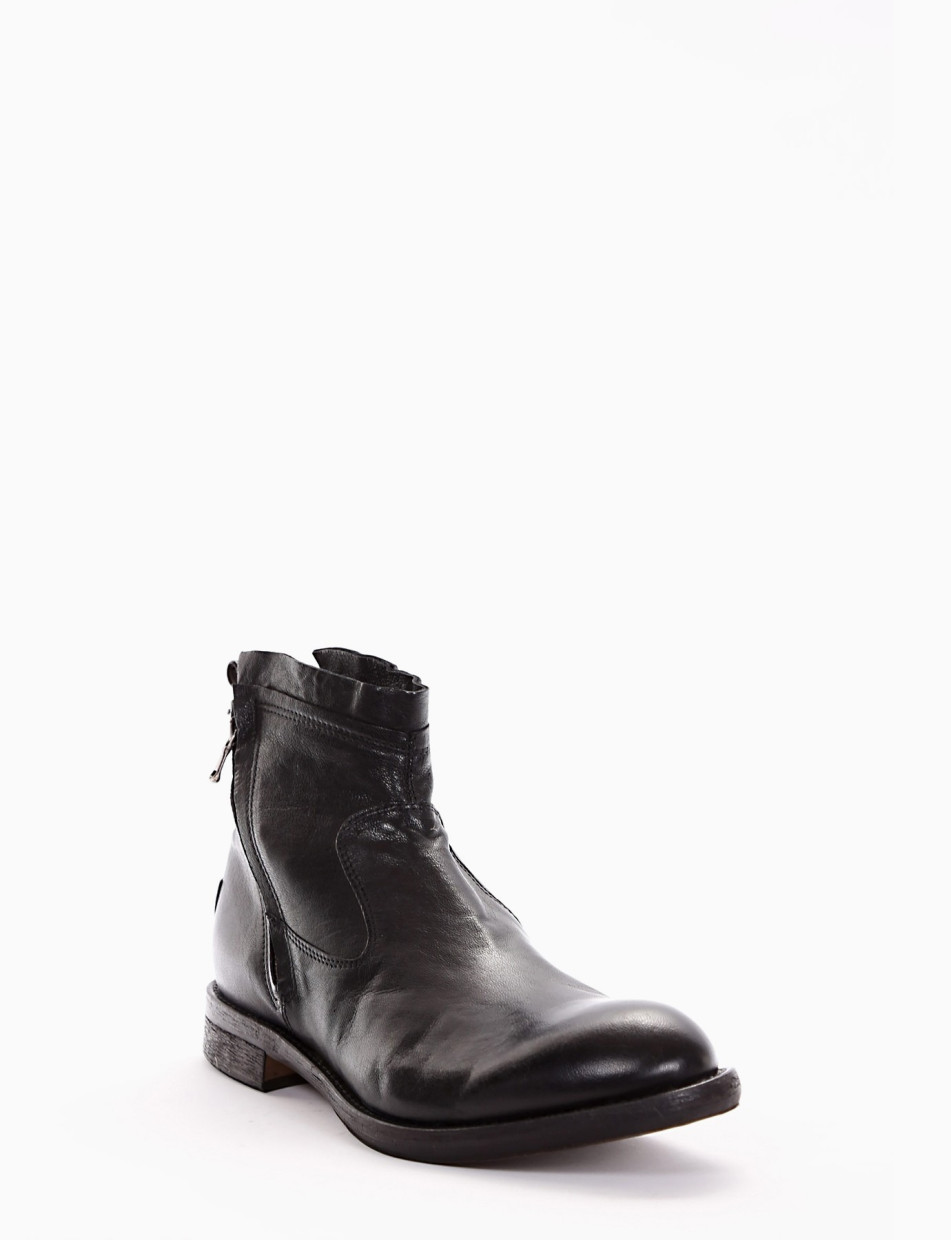 Ankle boots heel 2 cm black leather