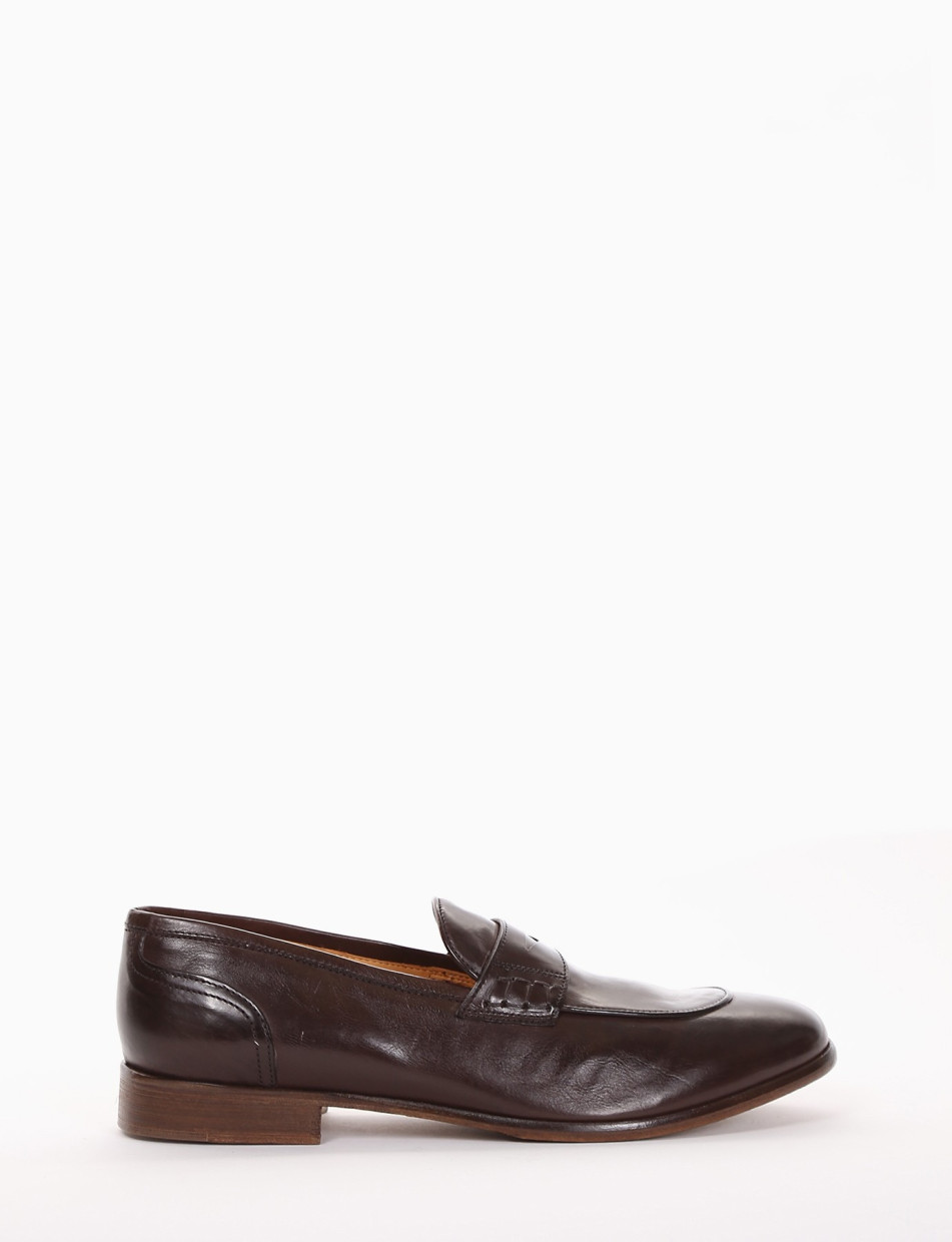 Loafers heel 2 cm dark brown leather