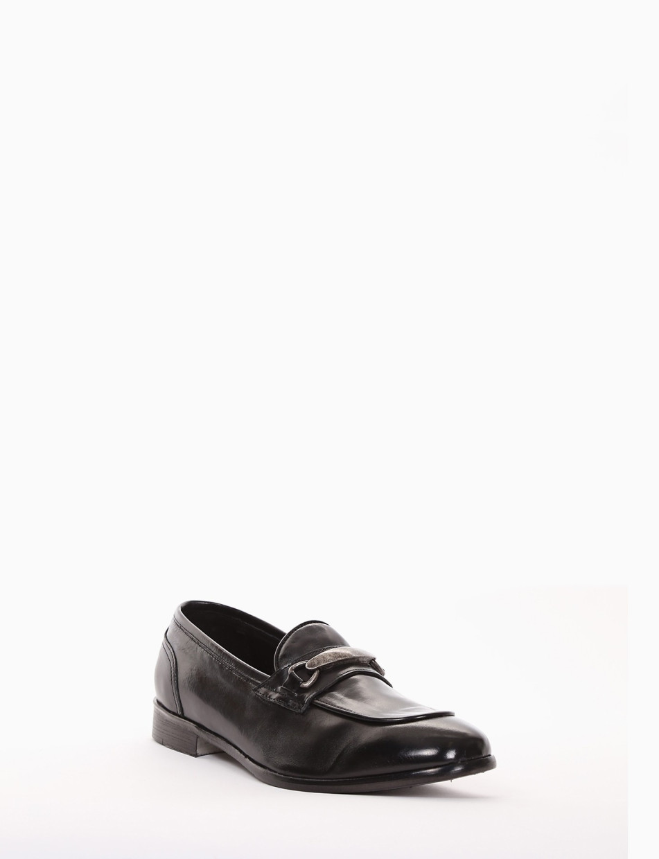 Loafers heel 2 cm black leather