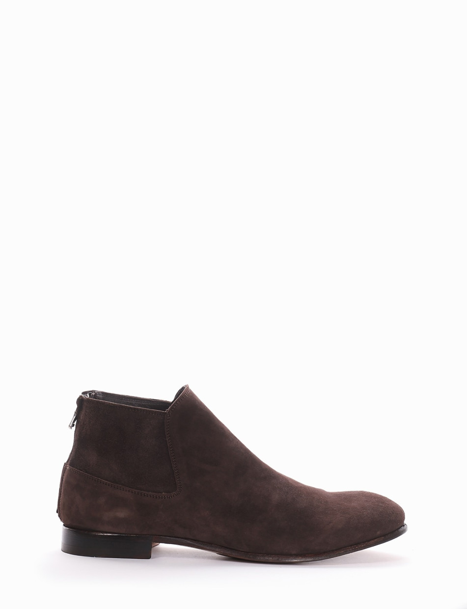 Ankle boots heel 2 cm dark brown chamois