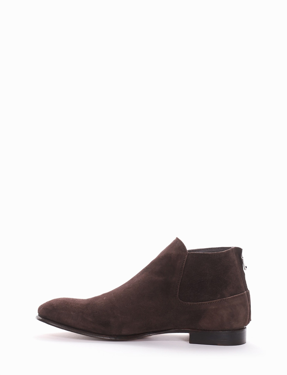 Ankle boots heel 2 cm dark brown chamois