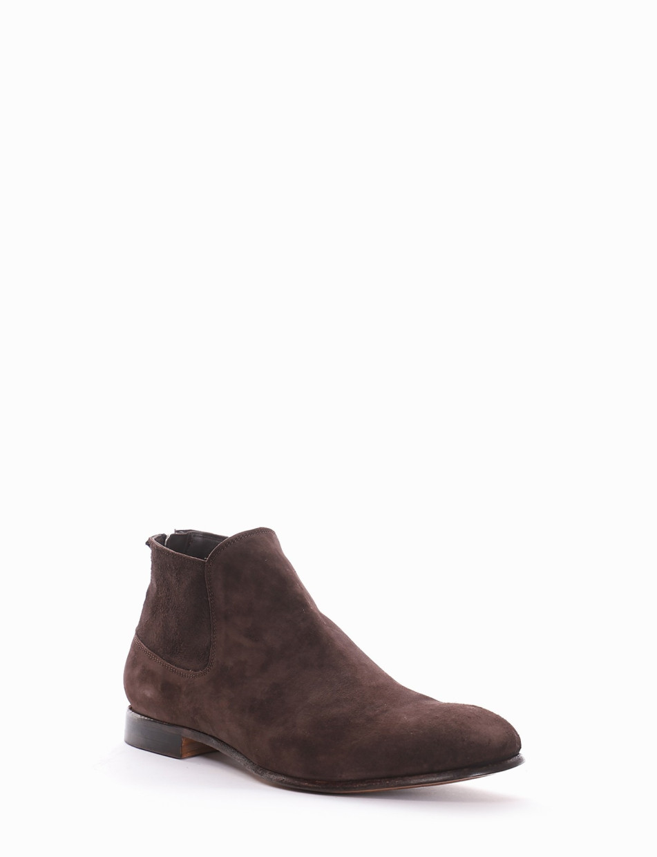 Ankle boots heel 2 cm dark brown chamois