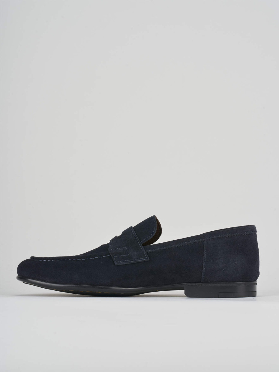 Loafers heel 1 cm blu suede