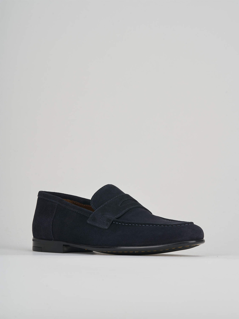 Loafers heel 1 cm blu suede