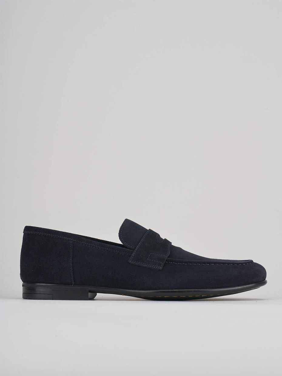 Loafers heel 1 cm blu suede