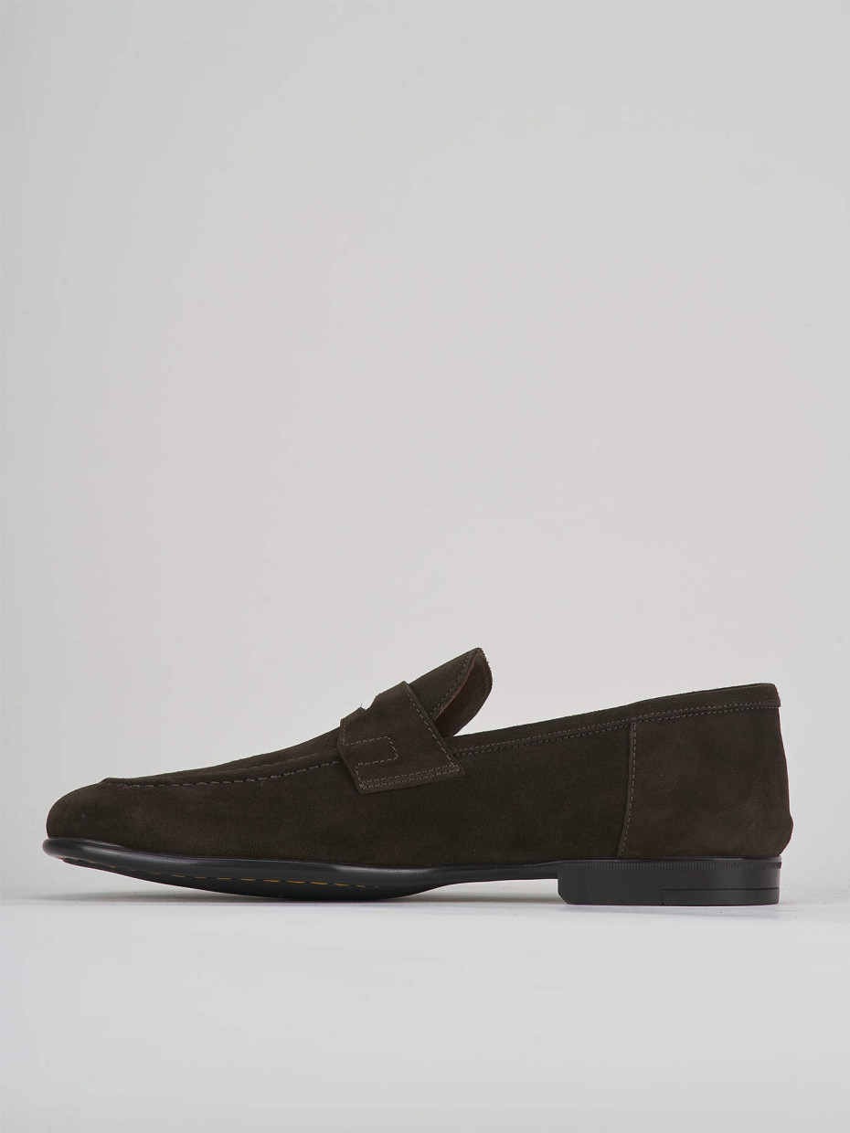 Loafers heel 1 cm dark brown suede