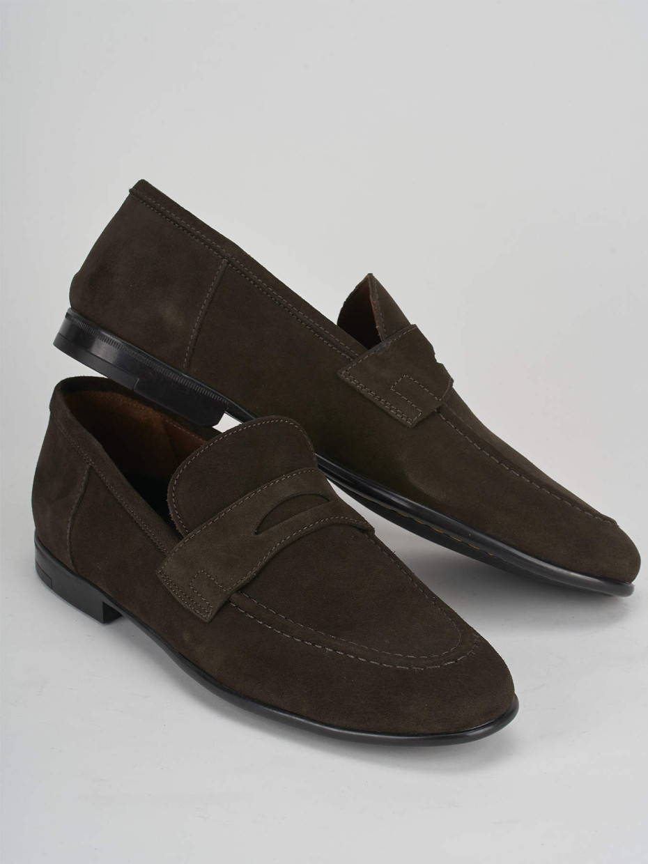 Loafers heel 1 cm dark brown suede