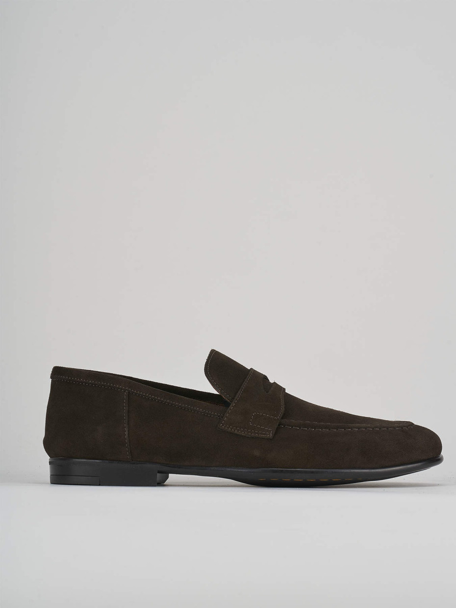 Loafers heel 1 cm dark brown suede