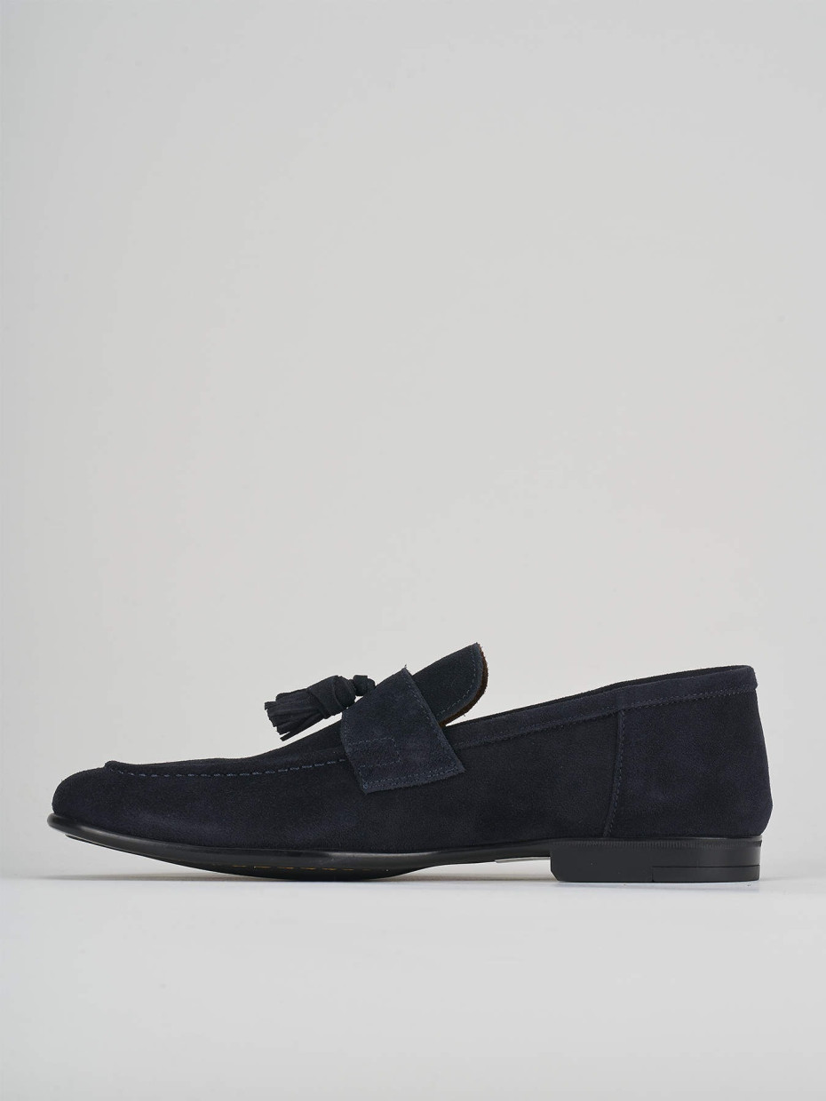 Loafers heel 1 cm blu suede