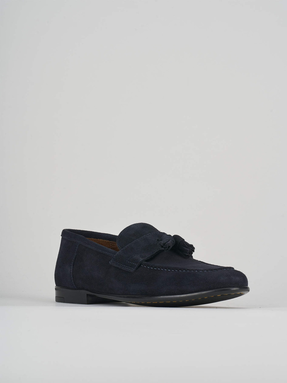 Loafers heel 1 cm blu suede