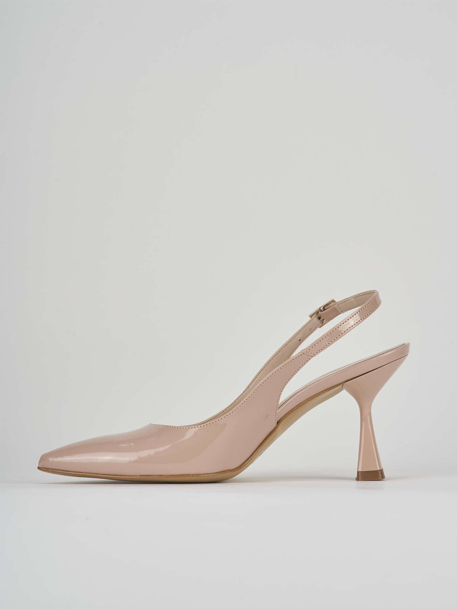 Pumps woman heel 7 cm beige patent Barca Stores