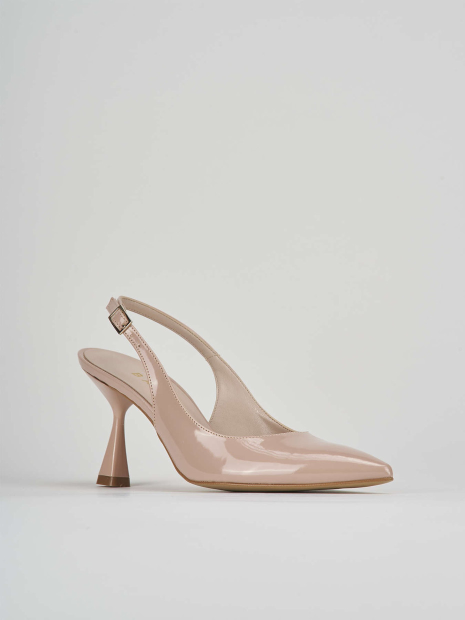 Pumps woman heel 7 cm beige patent Barca Stores