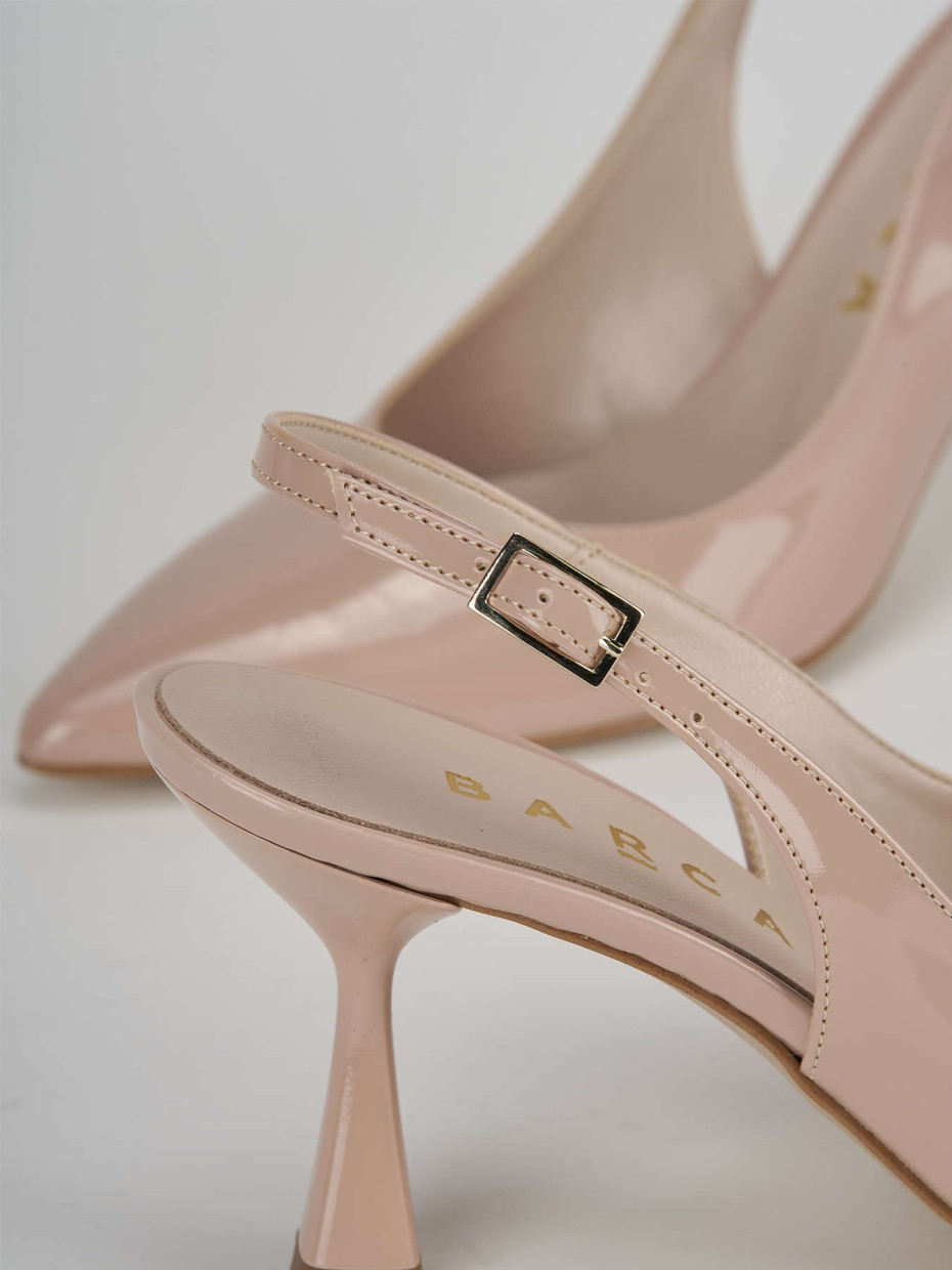 Pumps heel 7 cm beige patent