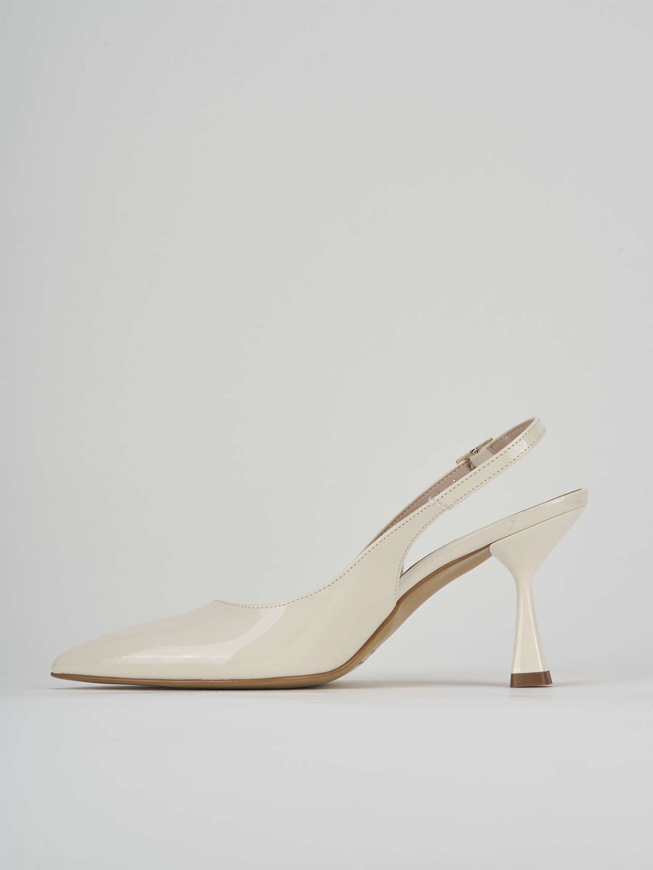 Slingback decolte tacco 7 cm  bianco vernice