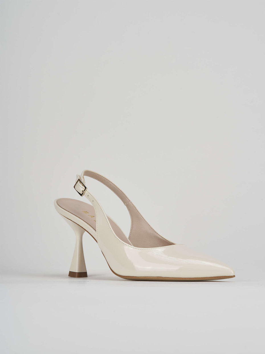 Slingback decolte tacco 7 cm  bianco vernice